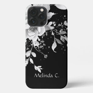 Funda Para iPhone 13 Pro Max Elegancia ineludible Floral blanca y negra