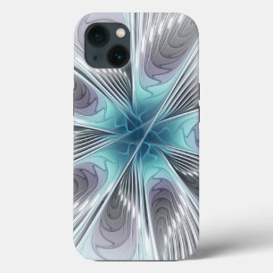 Elegancia Moderno Azul Gris Blanco Arte Fractal Fl