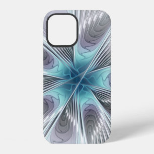 Funda Para iPhone 12 Elegancia Moderno Azul Gris Blanco Arte Fractal Fl