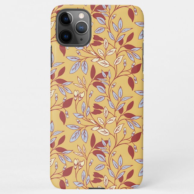 Funda Para iPhone Elegant Floral Pattern with Red and Blue Leaves (Reverso)