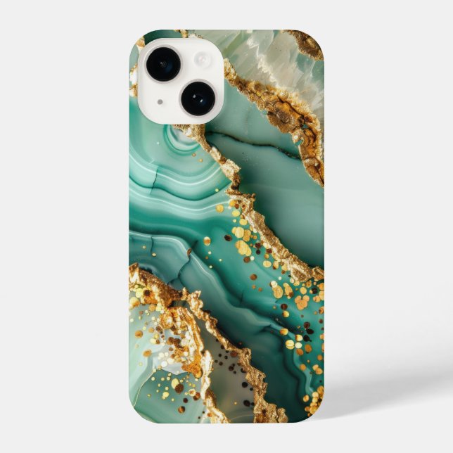 Funda Para iPhone Elegant Gold And Green Marble (Reverso )