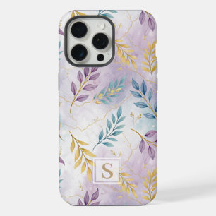 Elegant Gold Botanical Marble Mongram