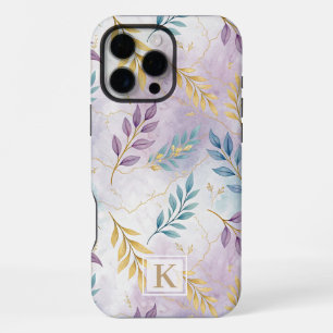 Funda Para iPhone 16 Pro Max Elegant Gold Botanical Marble Mongram