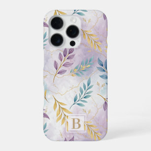 Funda Para iPhone 16 Pro Elegant Gold Botanical Marble Mongram