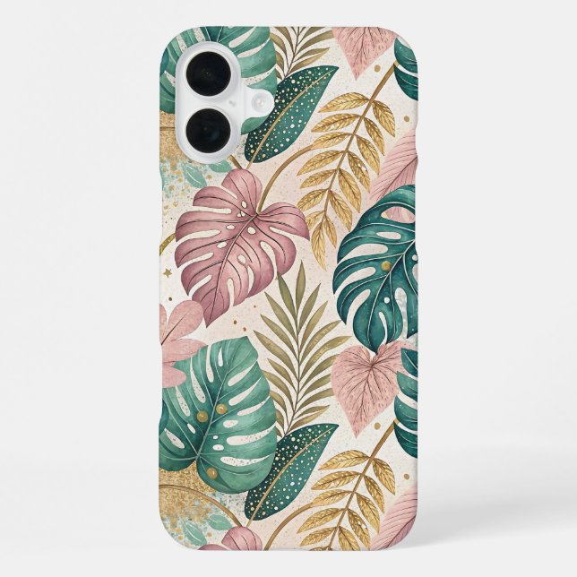 Funda Para iPhone Elegant Monsteras Gold (Reverso )