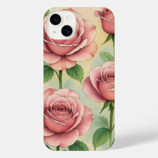 Funda Para iPhone 14 Plus Elegant Pink Roses Watercolor Floral iPhone Case