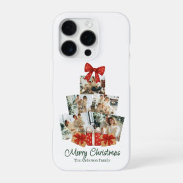 Funda Para iPhone 16 Pro Elegant Watercolor Red Bow Family Christmas Tree