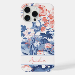 Elegante azul vintage crema coral floral