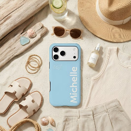 Elegante Azul y Crema Nombre Personalizado Minimal