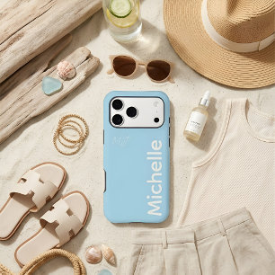 Elegante Azul y Crema Nombre Personalizado Minimal