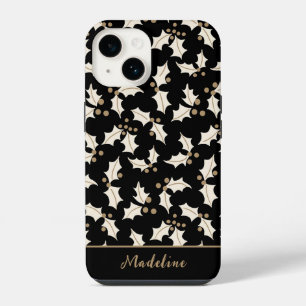 Funda Para iPhone 14 Elegante Black and Gold Holly