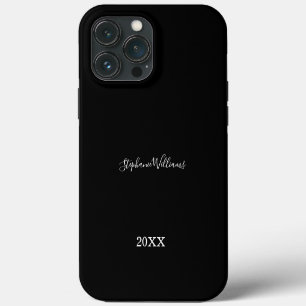 Funda Para iPhone 13 Pro Max Elegante Blanco y Negro Nombre Personalizado Regal