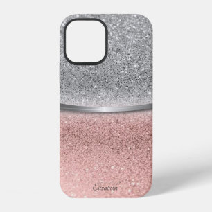 Funda Para iPhone 12 Elegante brillo de oro rosa y plata Bokeh 