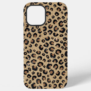 Funda Para iPhone 12 Pro Max Elegante brillo dorado estampado en negro leopardo
