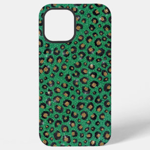 Funda Para iPhone 12 Pro Max Elegante brillo verde estampado leopardo negro dor