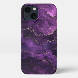 Elegante chica de estuches de teléfono morado y do