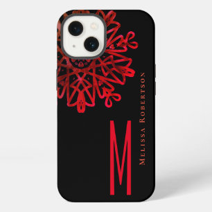 Elegante Chicografía Rojo Ornamentado Monogramado