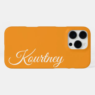 FUNDA PARA iPhone 16 PRO MAX ELEGANTE CLÁSICO MODERNO ESTILIZADO NARANJA NOMBRE