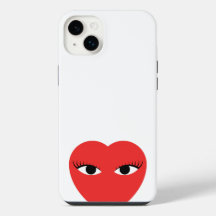 Elegante Corazón Rojo Cute con ojos en blanco