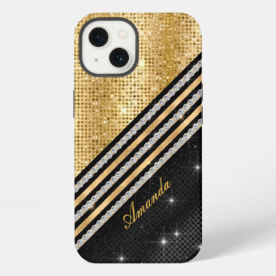 Elegante cristal falso personalizado de oro y negr