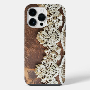 Funda Para iPhone 14 Pro Max Elegante cuero de campo vintage encaja a las mujer