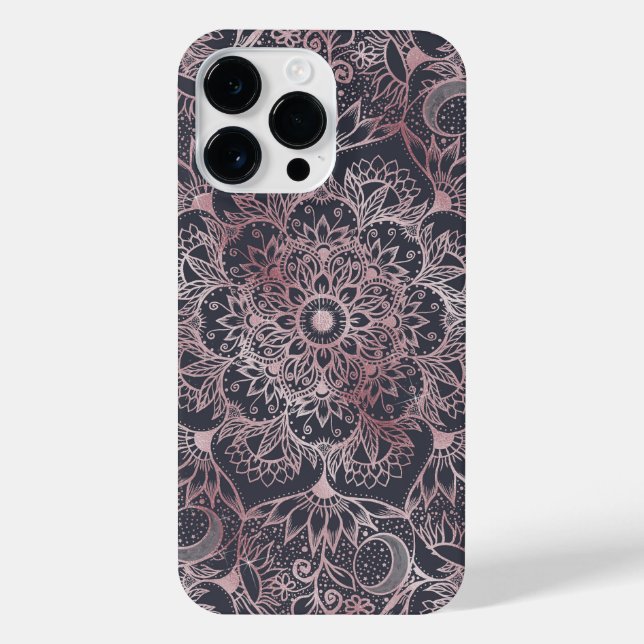 Funda Para iPhone Elegante diseño de Mandala floral rosa (Reverso)