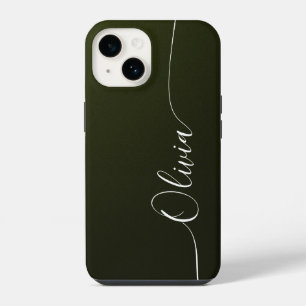 Funda Para iPhone 14 Elegante escritura de caligrafía con brillo verde