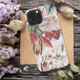Funda Para iPhone 13 Pro Max Elegante escritura rústica con monograma floral mo