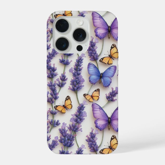 Funda Para iPhone Elegante estilo mariposa y lavanda (Reverso )