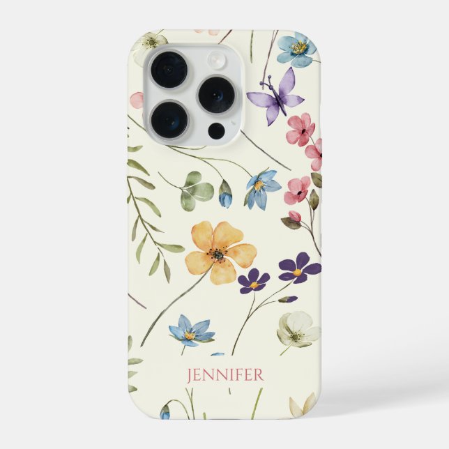 Funda Para iPhone Elegante Flor Silvestre Floral Personalizado (Reverso )