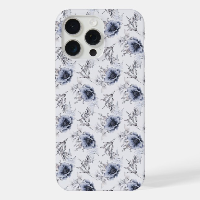 Funda Para iPhone Elegante Floral Azul  (Reverso )