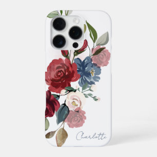 Funda Para iPhone 16 Pro Elegante Floral de Acuarela con Letra Personalizad
