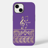 Elegante Floral Dorado, Tecla de Violín, Nota Púrp