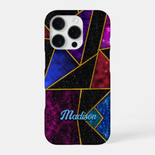 Funda Para iPhone 16 Pro Elegante geométrico morado rojo femenino