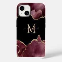 Elegante Glitter Dorado Estiloso Burgundy Ágata