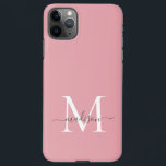 Funda Para iPhone 11Pro Max Elegante guión de Moda gris rosada de monograma Ru<br><div class="desc">Estuche de teléfono elegante con guión de Moda gris Girly Rubor Pink Monograma</div>