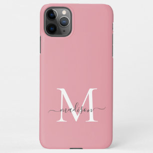 Funda Para iPhone 11Pro Max Elegante guión de Moda gris rosada de monograma Ru