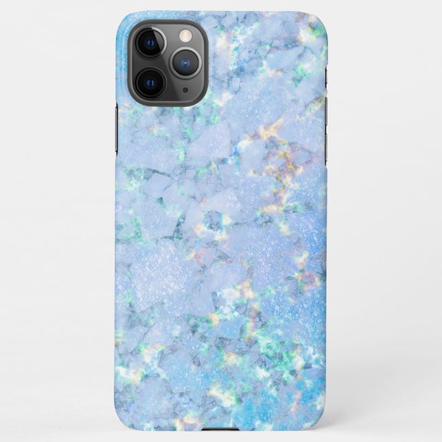 Funda Para iPhone Elegante hielo holográfico azul arco iris (Reverso)