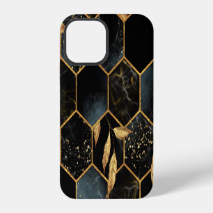 Funda Para iPhone 12 Elegante Mármol y Oro: Textura Abstracta de Hexágo