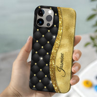 Elegante monograma de diamante negro con brillo de