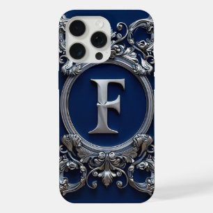 Elegante monograma de letra F en plata