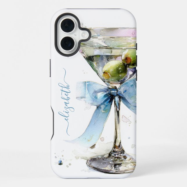 Funda Para iPhone Elegante Monograma de Martini (Reverso )