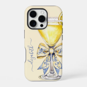 Funda Para iPhone 16 Pro Elegante Monograma de Martini de Limón