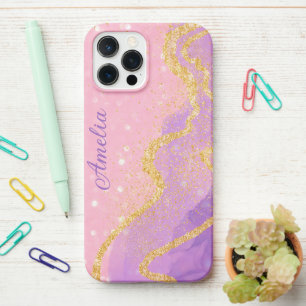 Funda Para iPhone 12 Pro Max Elegante monograma de nombre con brillo