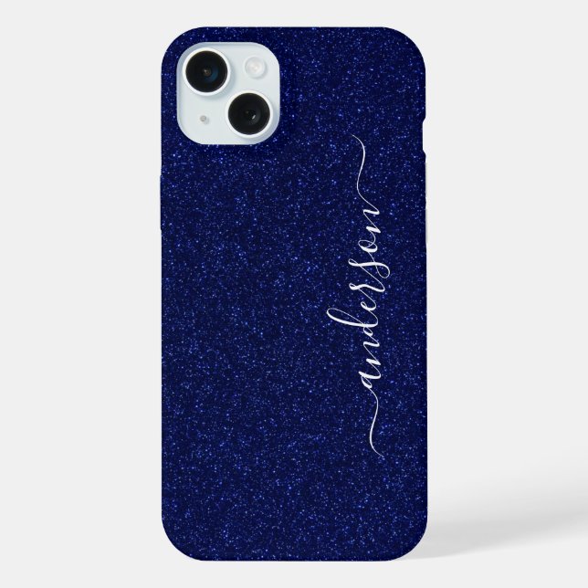 Funda Para iPhone Elegante monograma de nombre con brillo (Reverso )