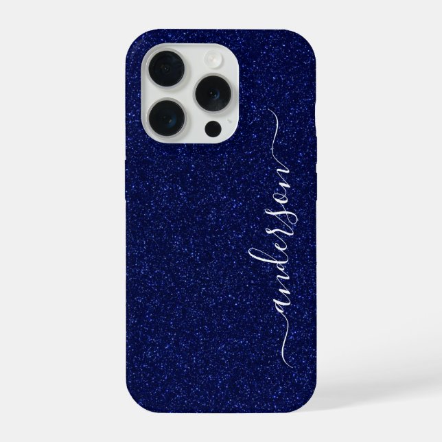Funda Para iPhone Elegante monograma de nombre con brillo (Reverso )