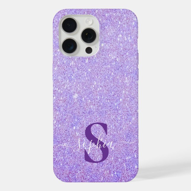 Funda Para iPhone Elegante monograma de nombre con brillo (Reverso )