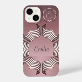 Funda Para iPhone 14 Elegante Monograma moderno de Corazón de Peeking