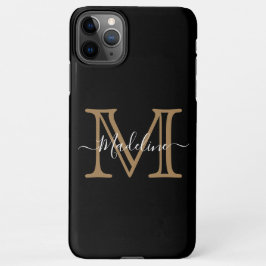 Funda Para iPhone 11Pro Max Elegante Monograma moderno de oro negro