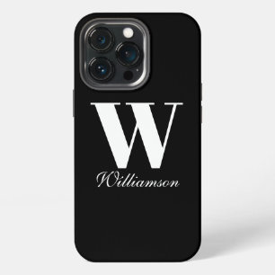 Funda Para iPhone 13 Pro Elegante monograma nombre personalizado script neg